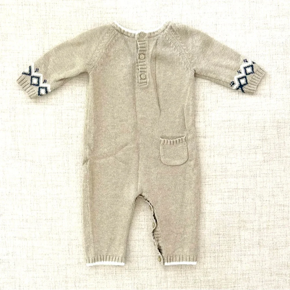 Janie and Jack Baby Boys Polar Bear Sweater One Piece Size 3-6 Months - Picture 3 of 4